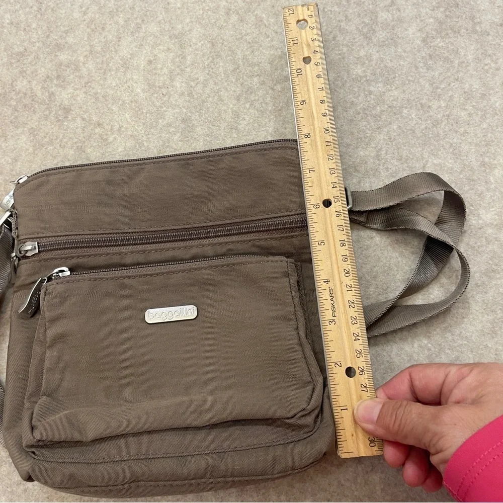 Baggallini Brown Portobello Zip Pocket Nylon Crossbody Bag